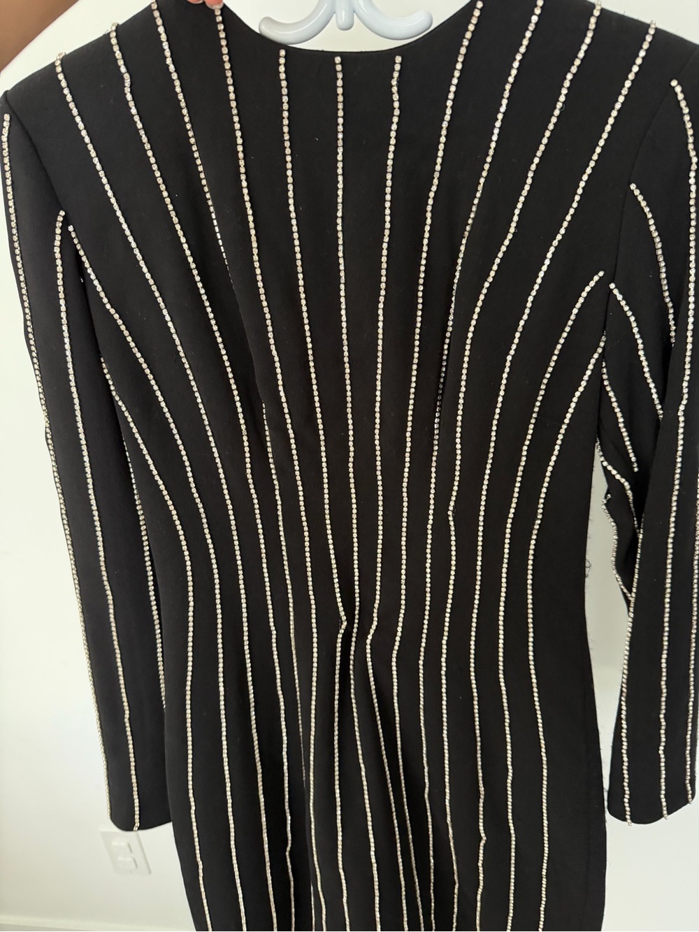 House of CB Black Blazer with Cream Pinstripe Embellishment